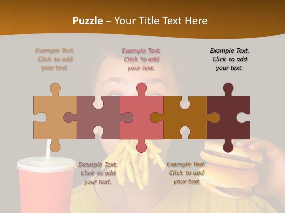 A Young Boy Is Eating A Hamburger And Fries PowerPoint Template