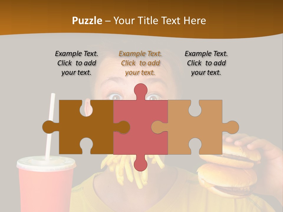 A Young Boy Is Eating A Hamburger And Fries PowerPoint Template