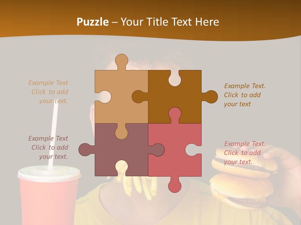 A Young Boy Is Eating A Hamburger And Fries PowerPoint Template