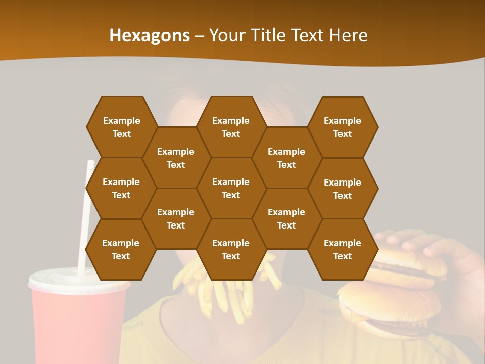 A Young Boy Is Eating A Hamburger And Fries PowerPoint Template