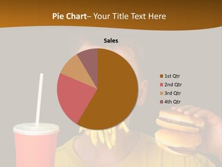 A Young Boy Is Eating A Hamburger And Fries PowerPoint Template