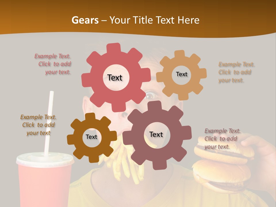 A Young Boy Is Eating A Hamburger And Fries PowerPoint Template