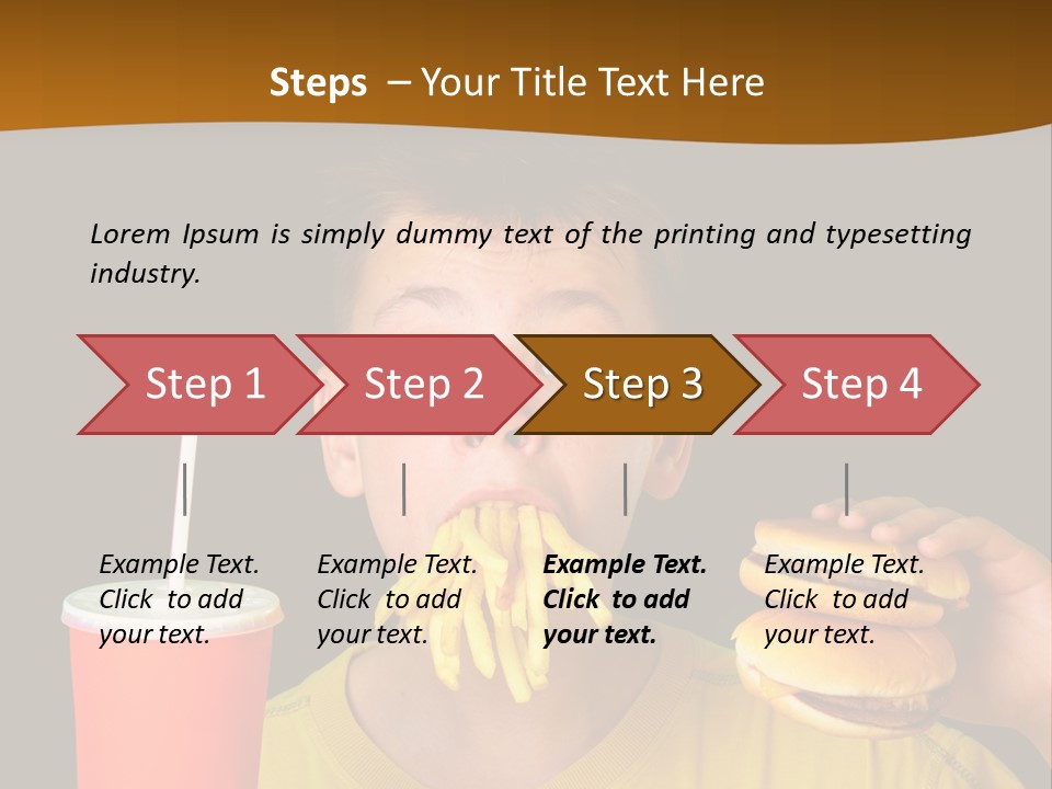A Young Boy Is Eating A Hamburger And Fries PowerPoint Template