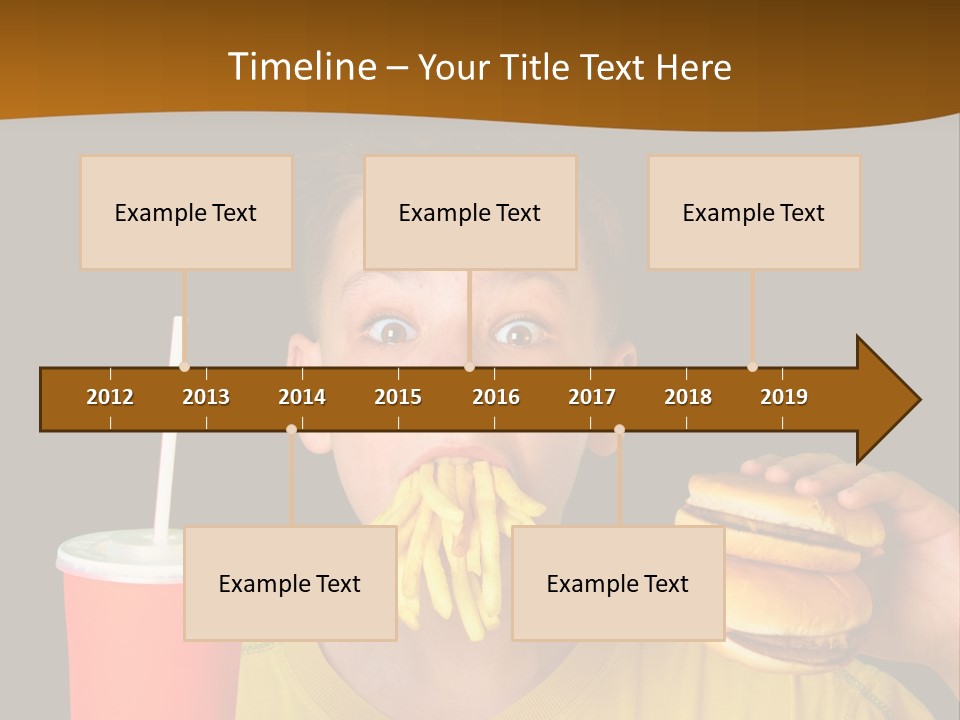 A Young Boy Is Eating A Hamburger And Fries PowerPoint Template