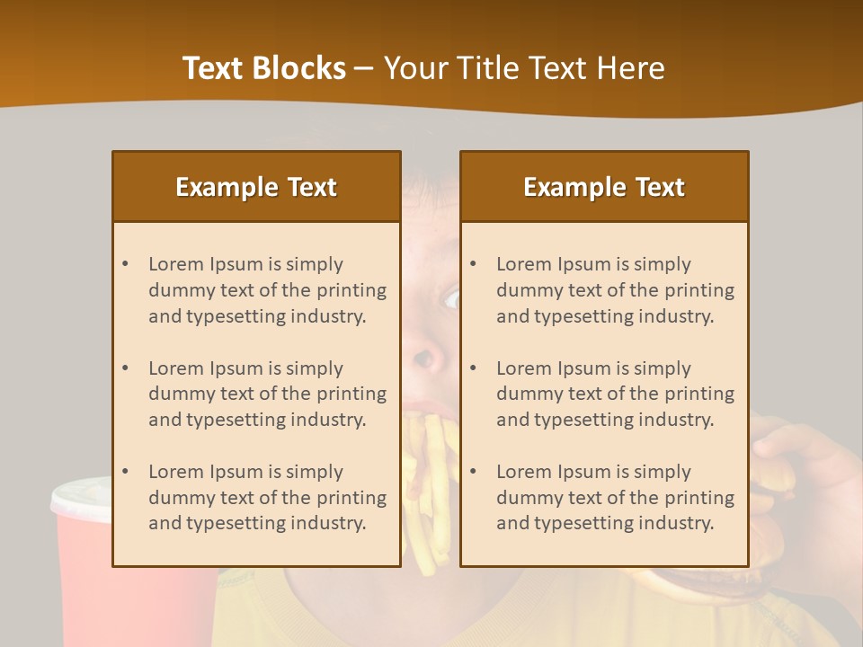 A Young Boy Is Eating A Hamburger And Fries PowerPoint Template