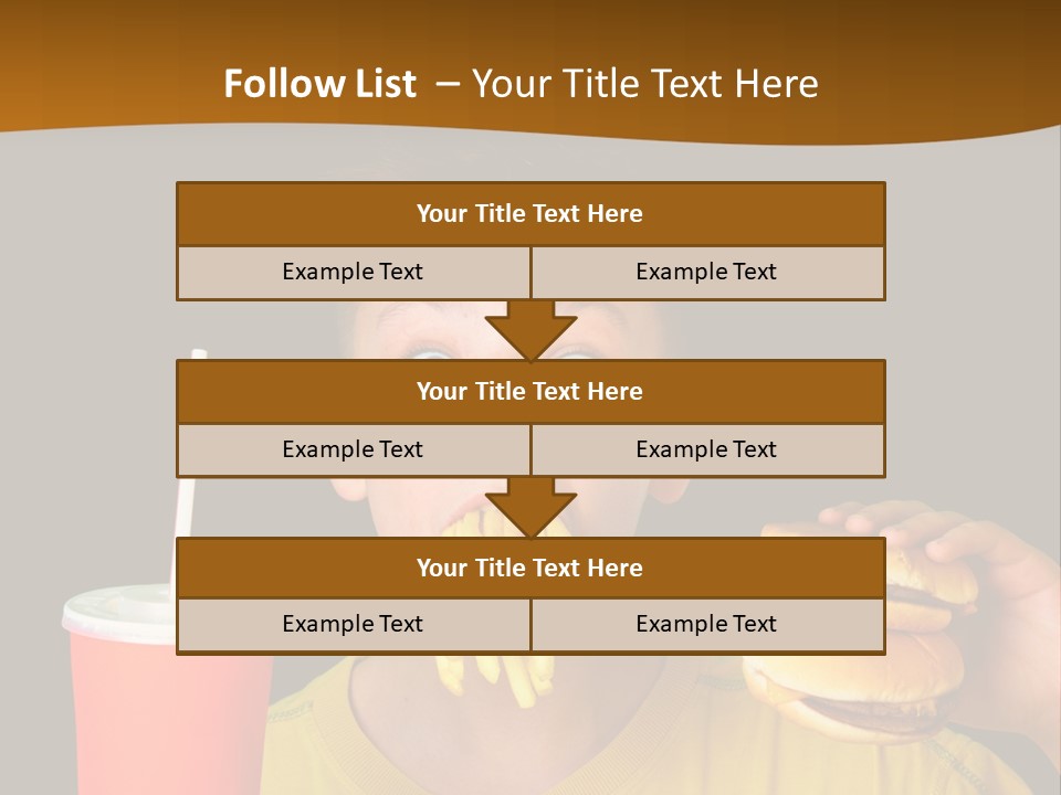 A Young Boy Is Eating A Hamburger And Fries PowerPoint Template