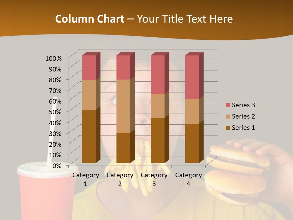 A Young Boy Is Eating A Hamburger And Fries PowerPoint Template