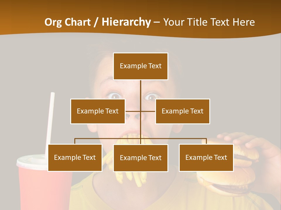 A Young Boy Is Eating A Hamburger And Fries PowerPoint Template