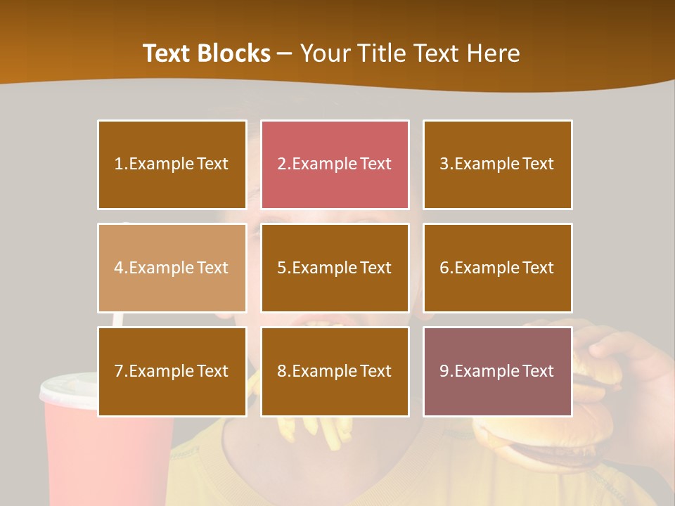 A Young Boy Is Eating A Hamburger And Fries PowerPoint Template