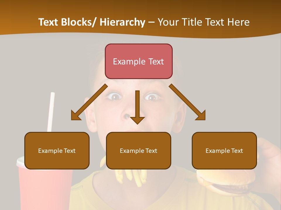 A Young Boy Is Eating A Hamburger And Fries PowerPoint Template
