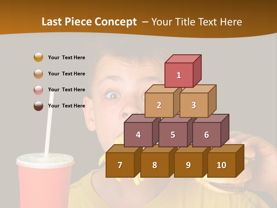 A Young Boy Is Eating A Hamburger And Fries PowerPoint Template