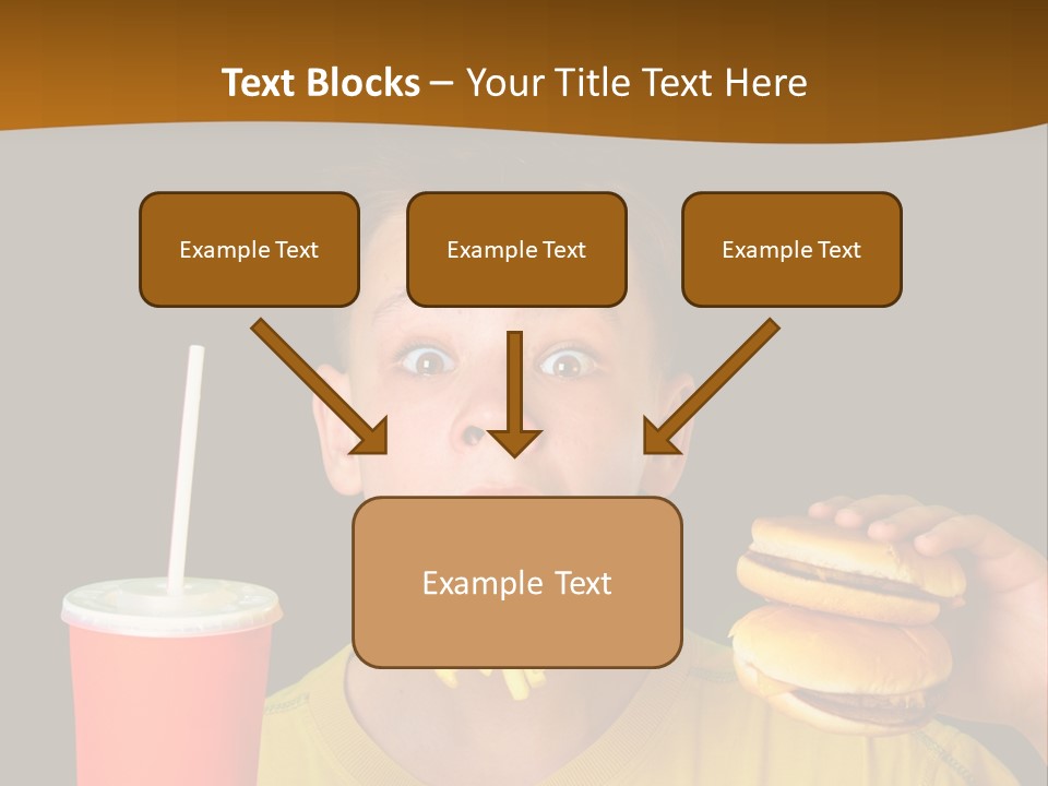 A Young Boy Is Eating A Hamburger And Fries PowerPoint Template