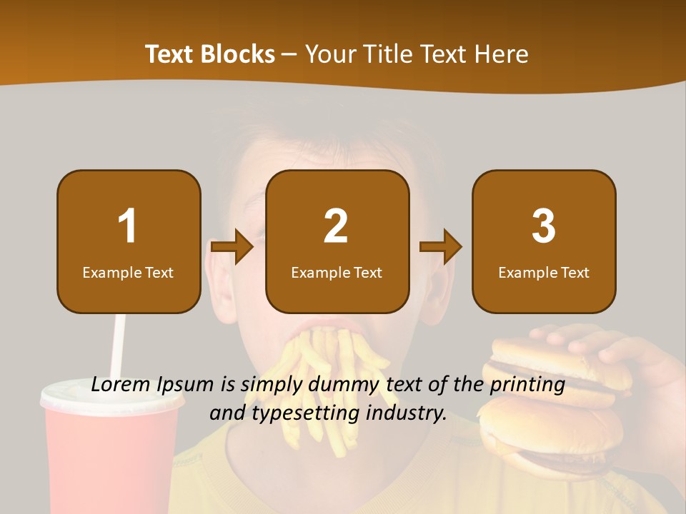 A Young Boy Is Eating A Hamburger And Fries PowerPoint Template