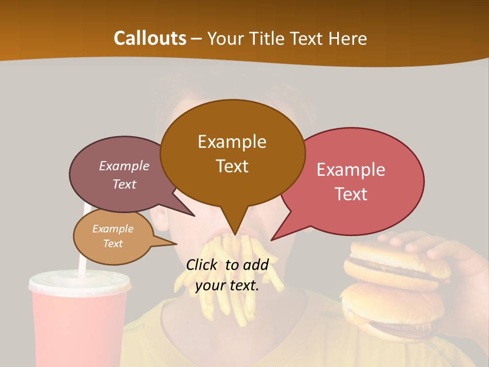 A Young Boy Is Eating A Hamburger And Fries PowerPoint Template