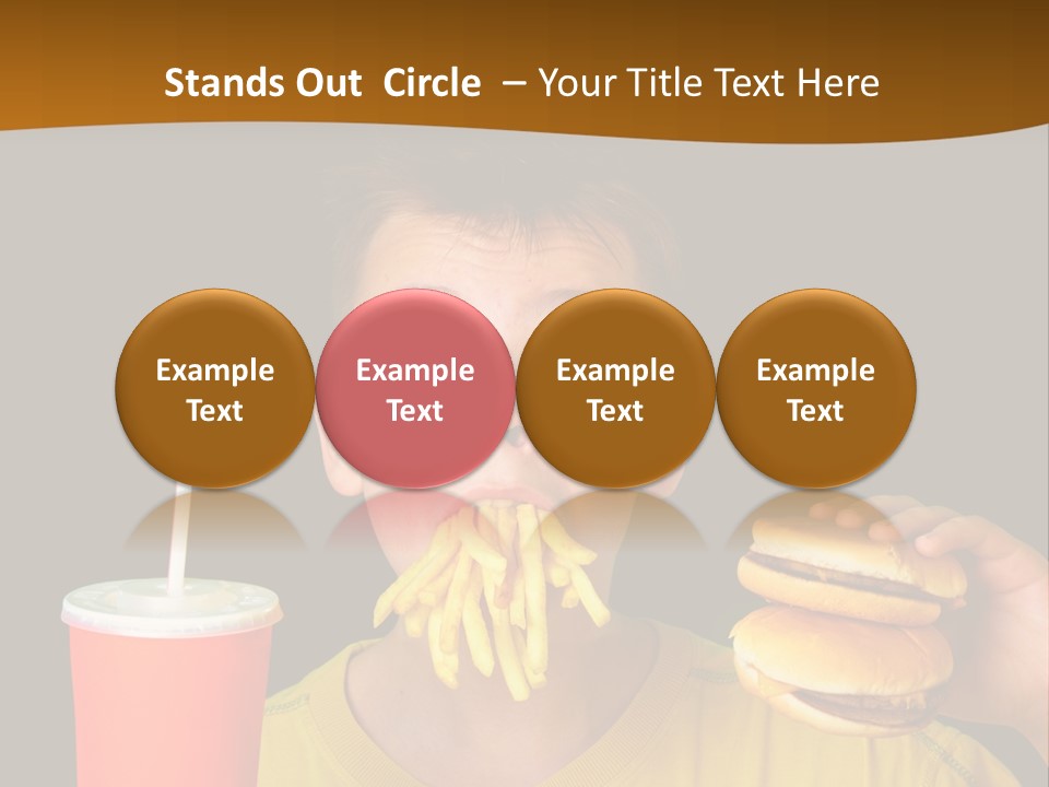 A Young Boy Is Eating A Hamburger And Fries PowerPoint Template