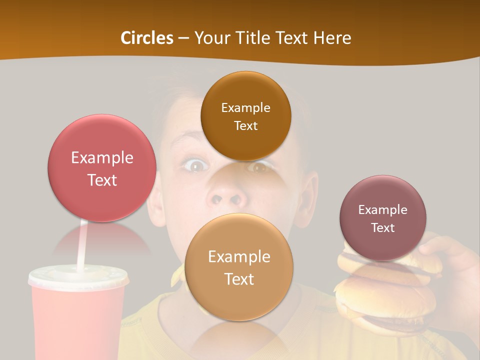 A Young Boy Is Eating A Hamburger And Fries PowerPoint Template