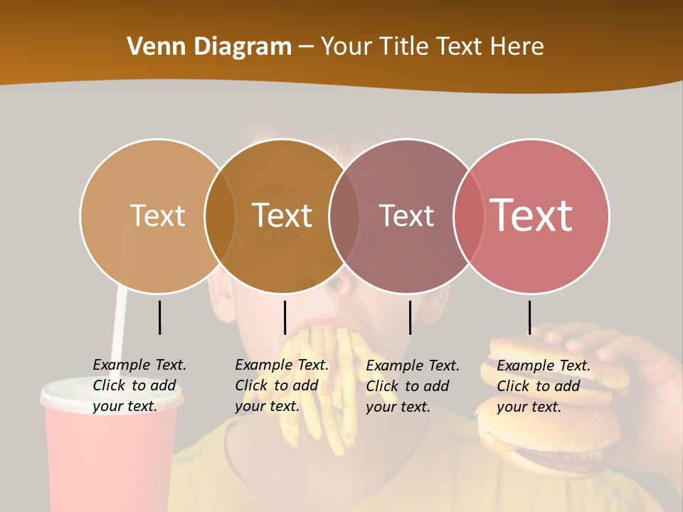 A Young Boy Is Eating A Hamburger And Fries PowerPoint Template