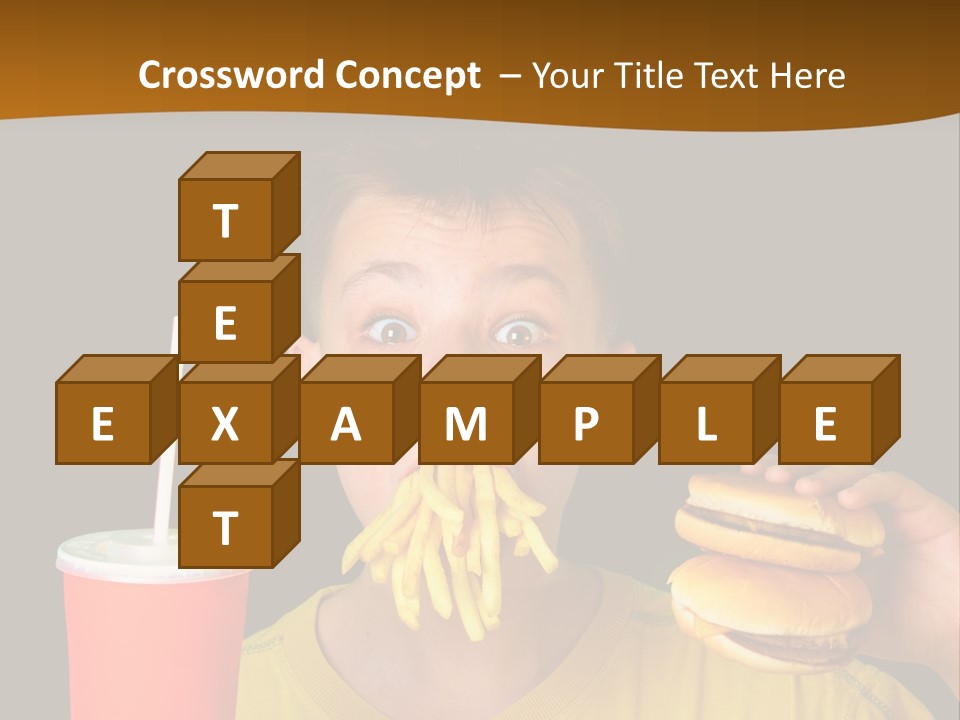 A Young Boy Is Eating A Hamburger And Fries PowerPoint Template