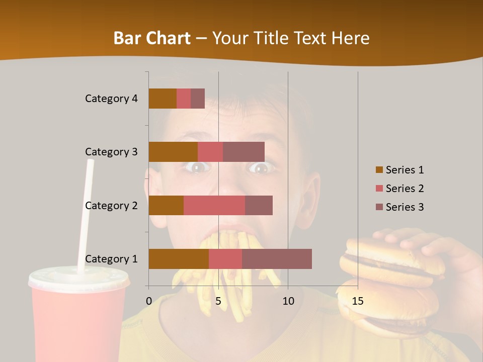 A Young Boy Is Eating A Hamburger And Fries PowerPoint Template