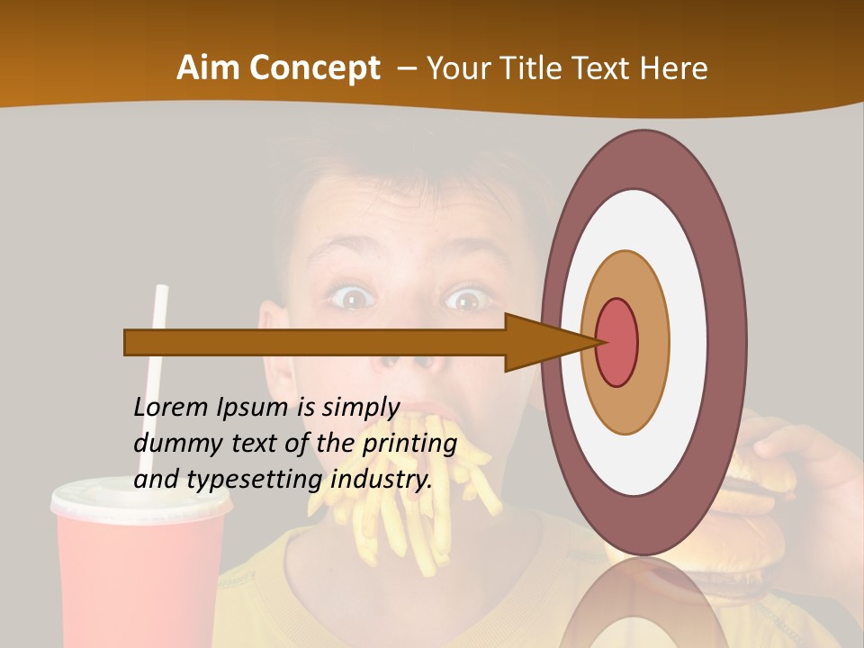 A Young Boy Is Eating A Hamburger And Fries PowerPoint Template