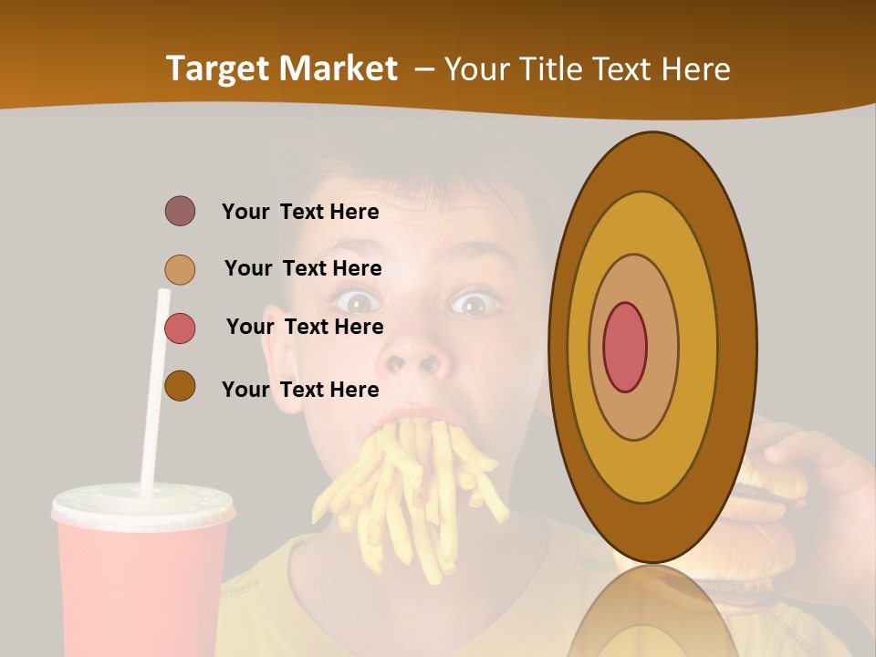 A Young Boy Is Eating A Hamburger And Fries PowerPoint Template