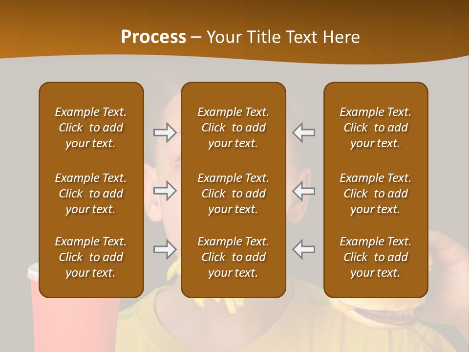 A Young Boy Is Eating A Hamburger And Fries PowerPoint Template