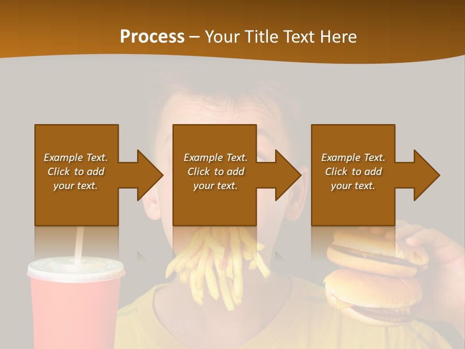 A Young Boy Is Eating A Hamburger And Fries PowerPoint Template