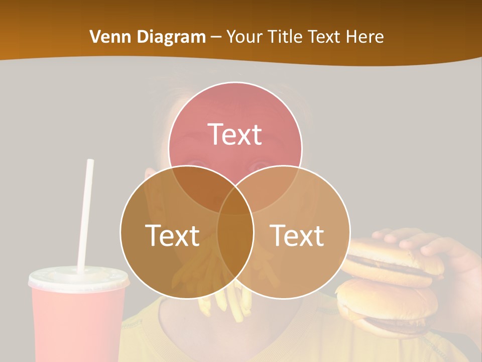 A Young Boy Is Eating A Hamburger And Fries PowerPoint Template