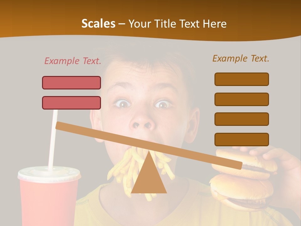 A Young Boy Is Eating A Hamburger And Fries PowerPoint Template