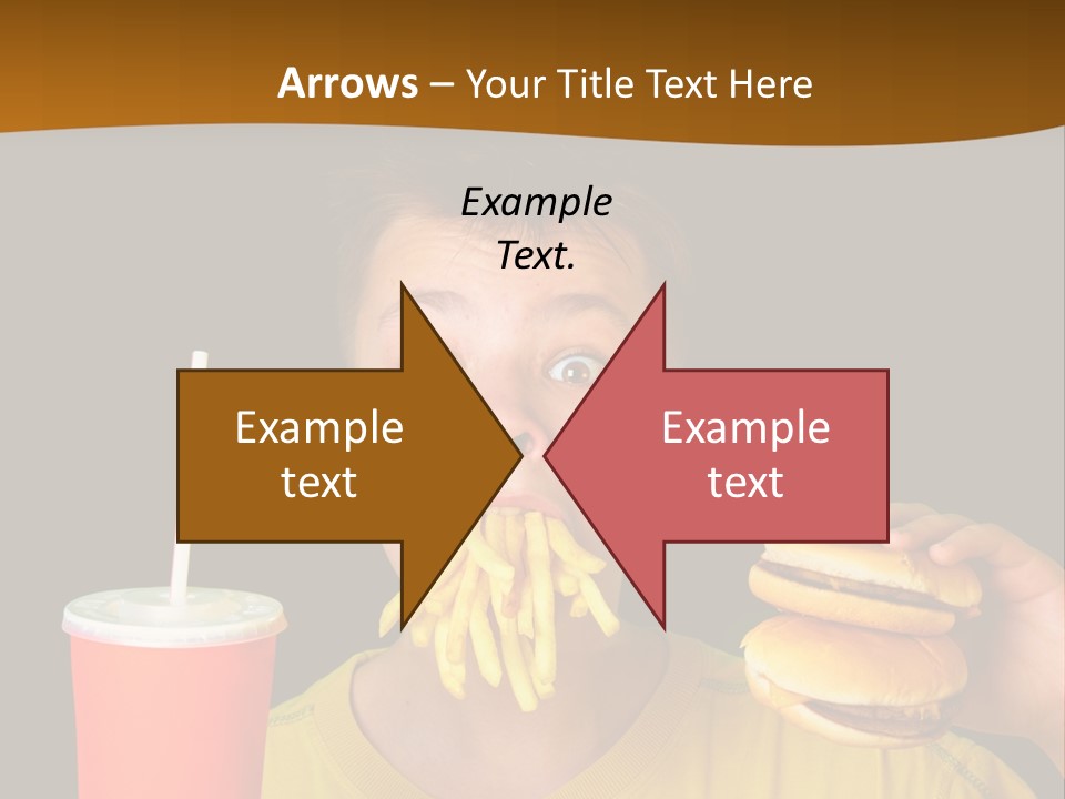 A Young Boy Is Eating A Hamburger And Fries PowerPoint Template