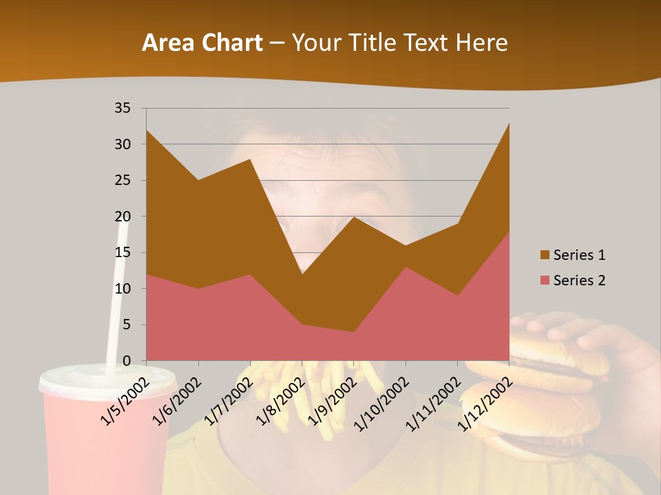 A Young Boy Is Eating A Hamburger And Fries PowerPoint Template