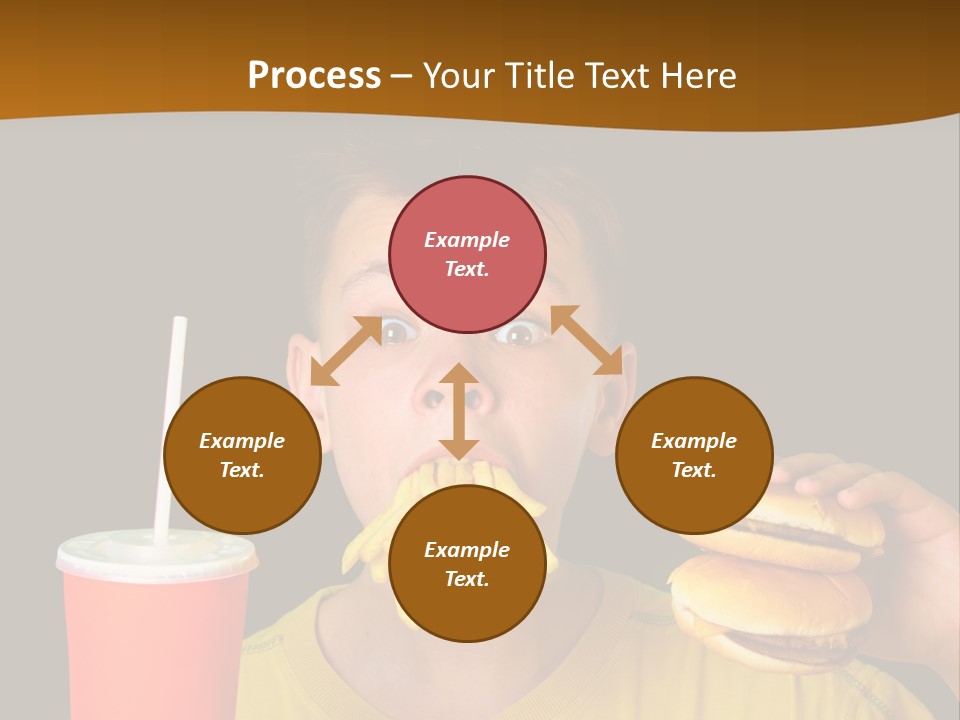 A Young Boy Is Eating A Hamburger And Fries PowerPoint Template