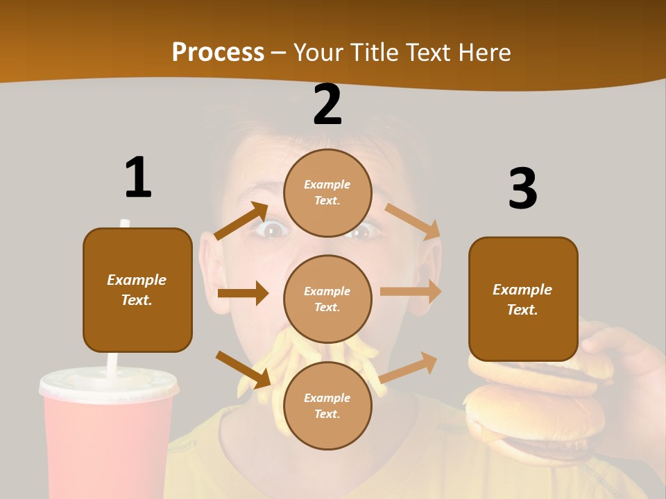 A Young Boy Is Eating A Hamburger And Fries PowerPoint Template