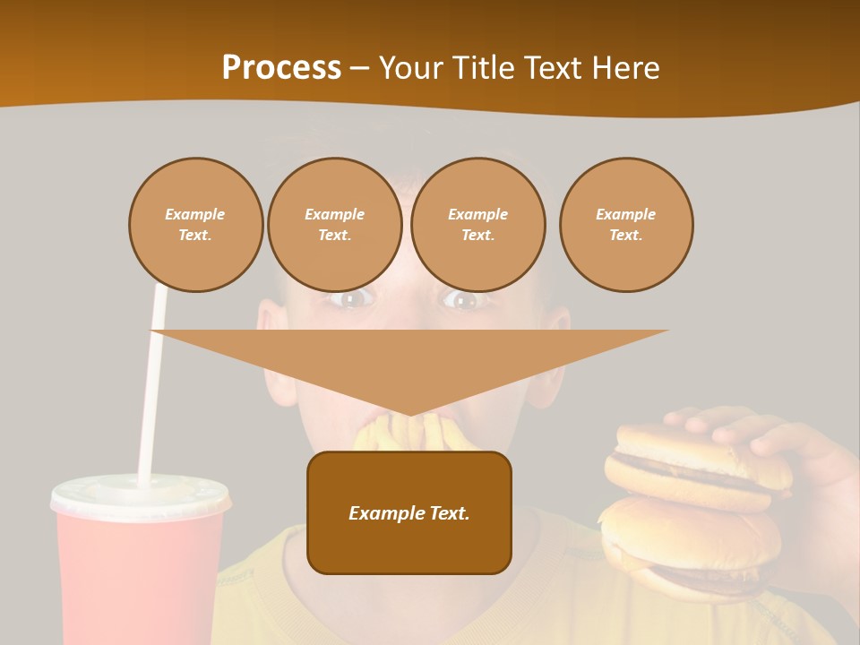 A Young Boy Is Eating A Hamburger And Fries PowerPoint Template