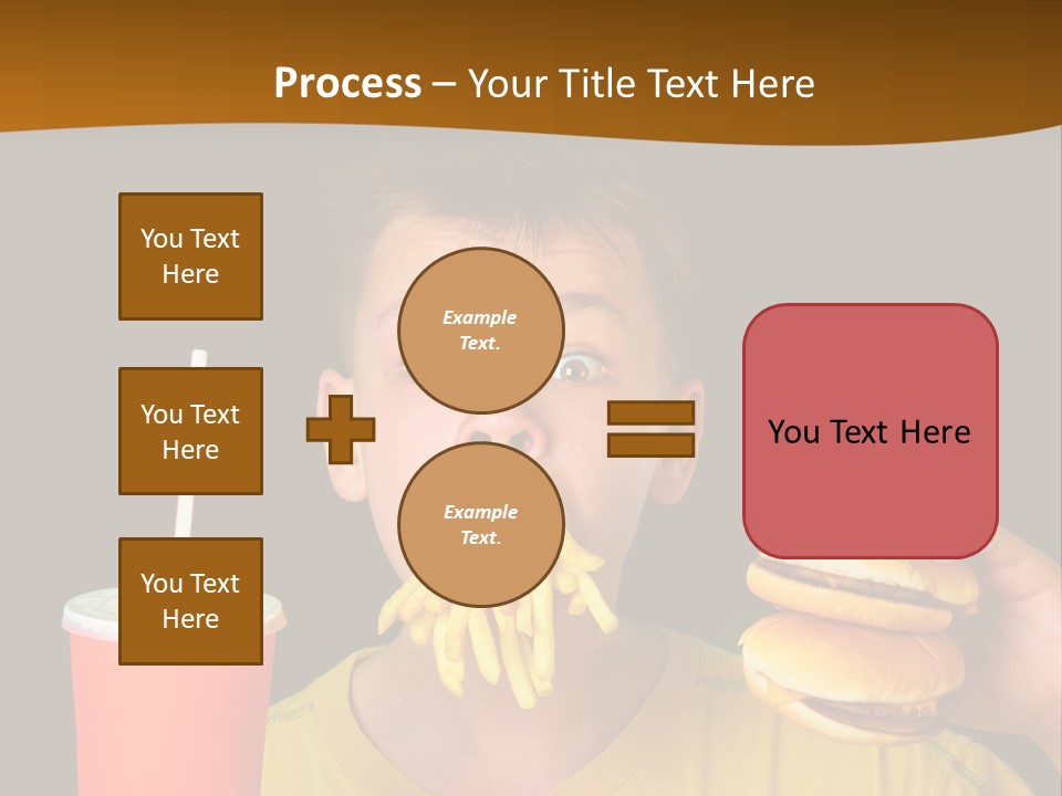 A Young Boy Is Eating A Hamburger And Fries PowerPoint Template