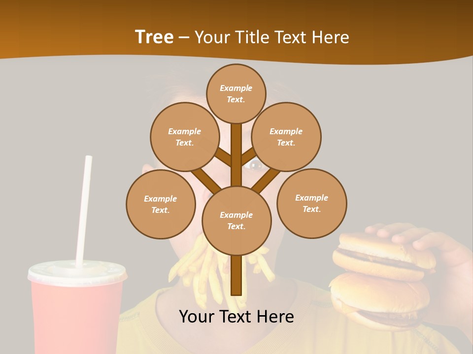 A Young Boy Is Eating A Hamburger And Fries PowerPoint Template