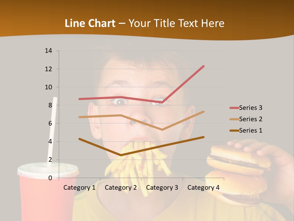 A Young Boy Is Eating A Hamburger And Fries PowerPoint Template