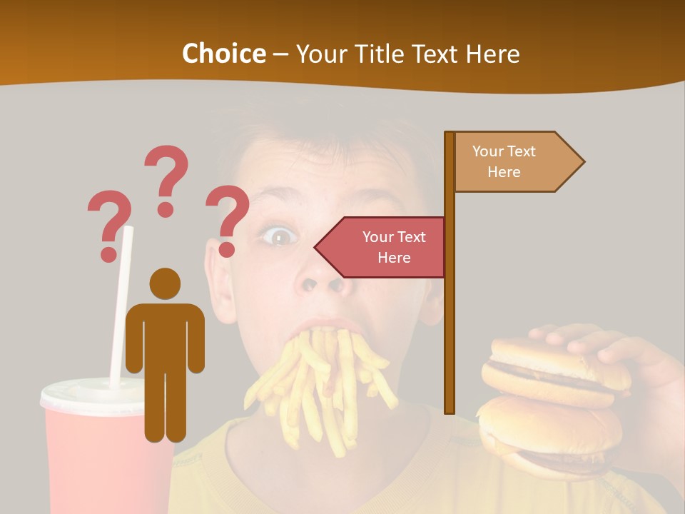 A Young Boy Is Eating A Hamburger And Fries PowerPoint Template