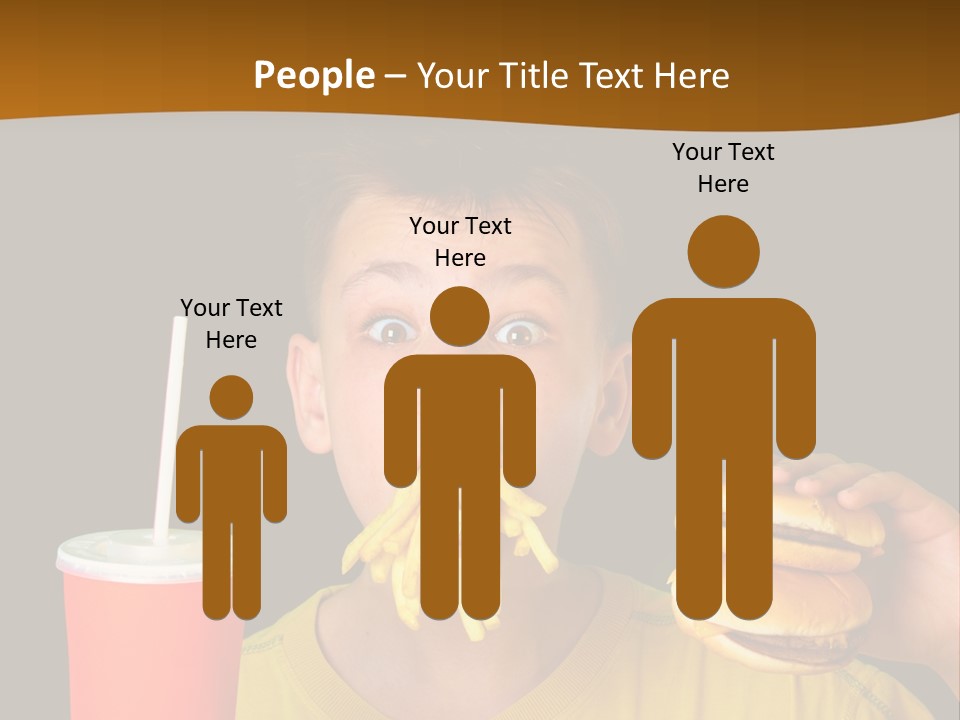 A Young Boy Is Eating A Hamburger And Fries PowerPoint Template