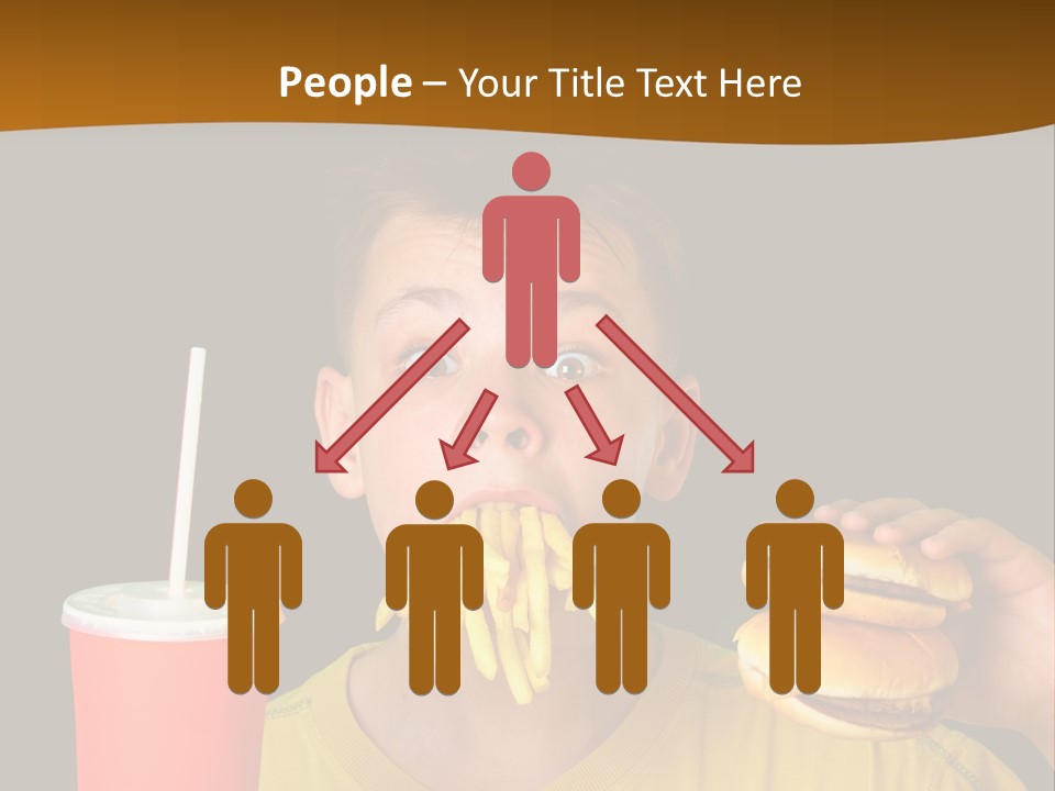 A Young Boy Is Eating A Hamburger And Fries PowerPoint Template