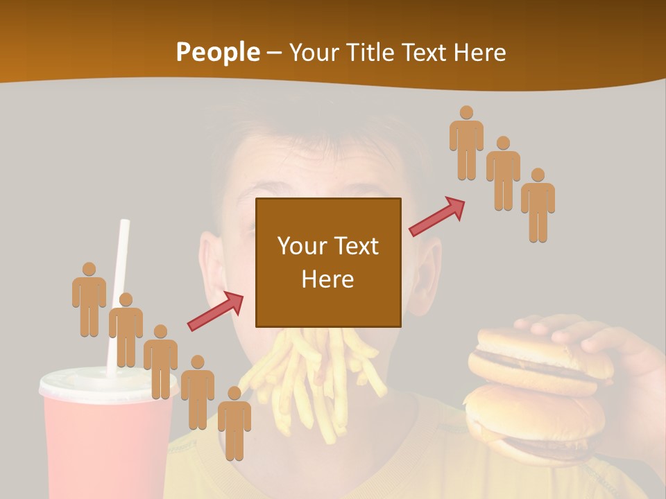 A Young Boy Is Eating A Hamburger And Fries PowerPoint Template