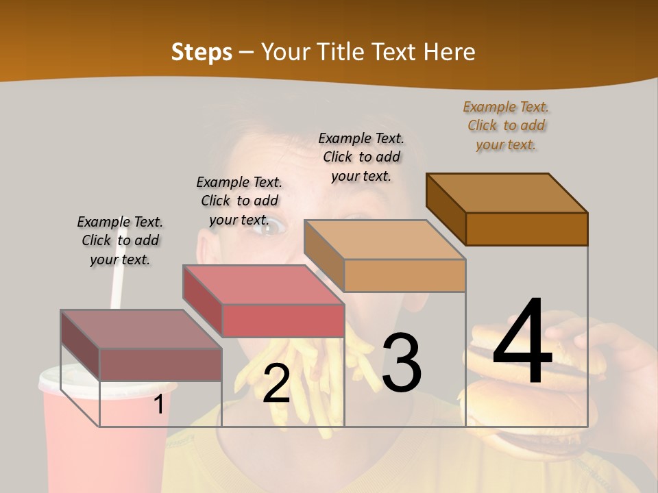 A Young Boy Is Eating A Hamburger And Fries PowerPoint Template