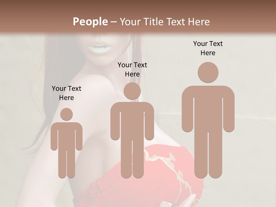 A Female Mannequin Wearing A Red Dress With A Black Headband PowerPoint Template