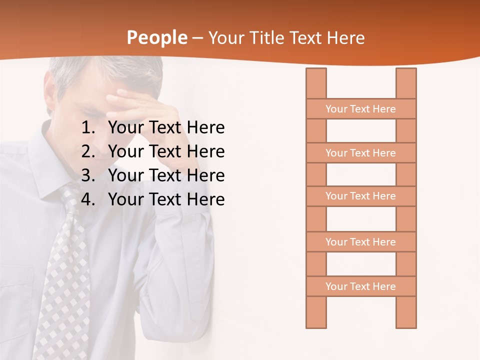 A Man Leaning Against A Wall With His Hand On His Head PowerPoint Template