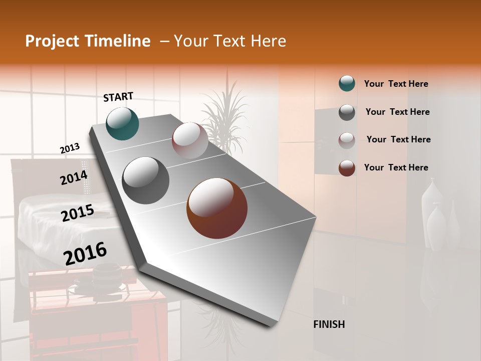 A Bedroom With A Bed And A Cabinet In It PowerPoint Template