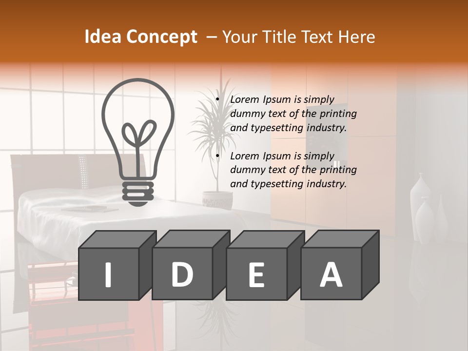 A Bedroom With A Bed And A Cabinet In It PowerPoint Template