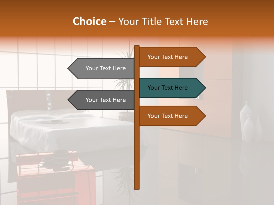 A Bedroom With A Bed And A Cabinet In It PowerPoint Template