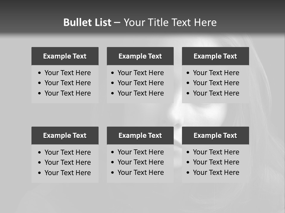 A Woman With Long Hair Is Looking At The Camera PowerPoint Template