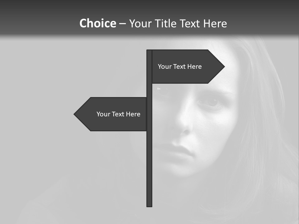 A Woman With Long Hair Is Looking At The Camera PowerPoint Template