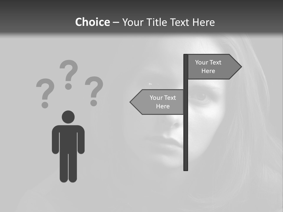 A Woman With Long Hair Is Looking At The Camera PowerPoint Template